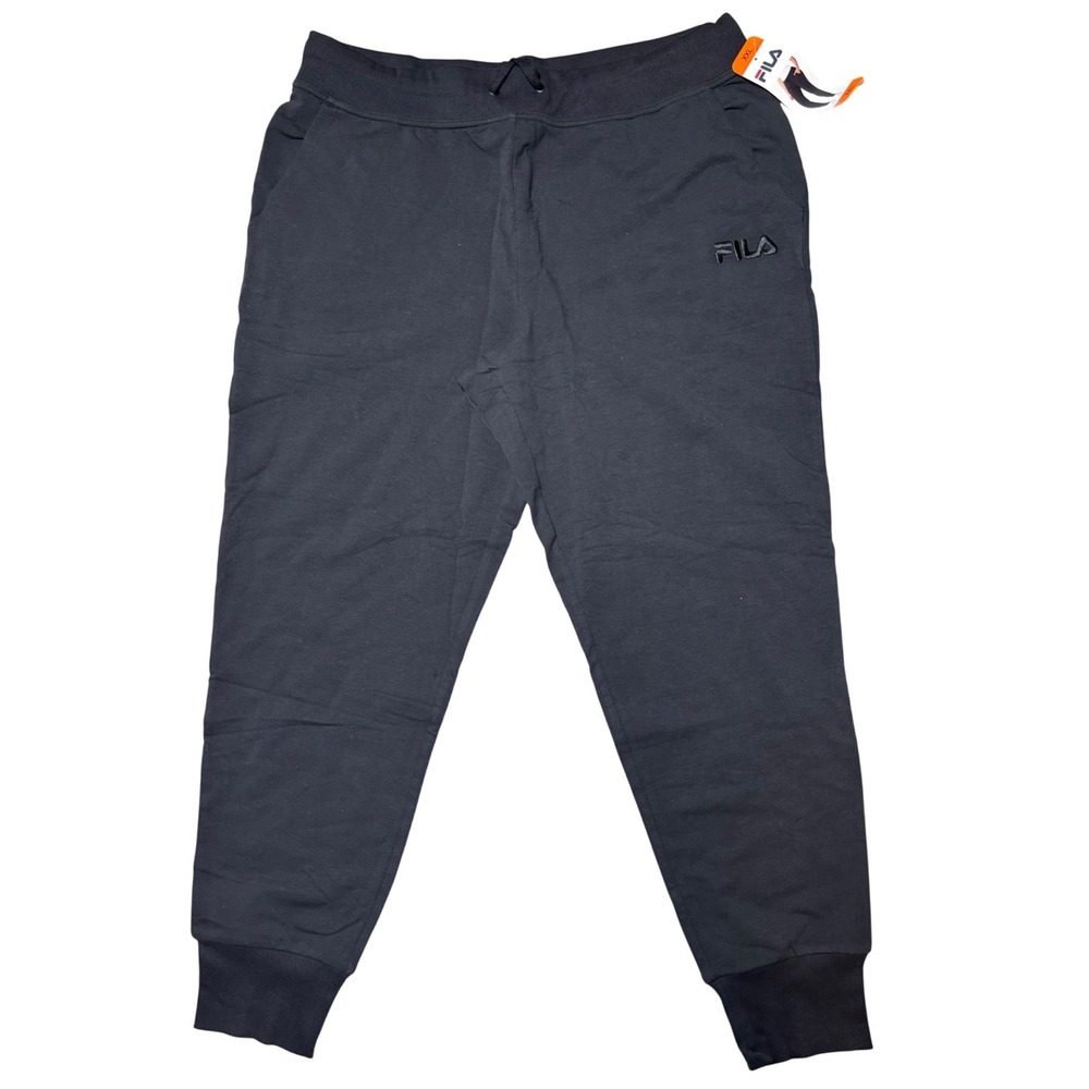 New Fila Women's Black Jogger Sweatpants Drawstring Tapered Activewear Size XXL‎